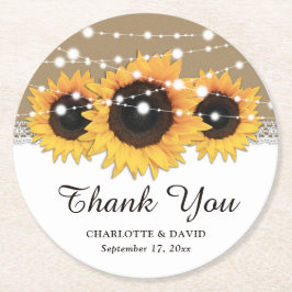 Porta-copo De Papel Redondo Kraft Paper Lace String Luzes De Girassol