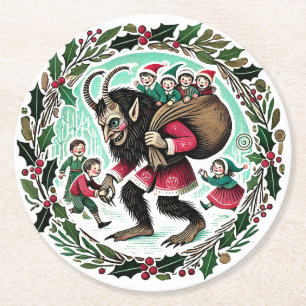 Porta-copo De Papel Redondo Krampus Christmas