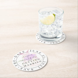 Porta-copo De Papel Redondo La Boca Rosa blush laço coasters de Save-the-Date