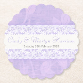 Porta-copo De Papel Redondo Lace branco em portas copos de papel de casamento