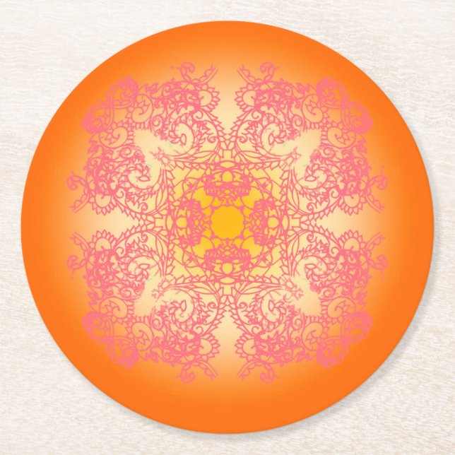 Porta-copo De Papel Redondo laranja (Frente)
