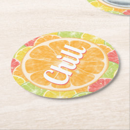 Porta-copo De Papel Redondo Laranja Citrus Slices Chill