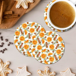 Porta-copo De Papel Redondo Laranja e Especiarias do Natal Citrino