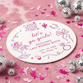 Porta-copo De Papel Redondo Last Rodeo Disco Cowgirl Bachelorette Party