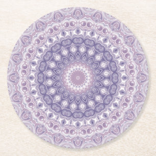 Porta-copo De Papel Redondo Lavanda Mandala Design Kaleidoscope