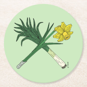 Porta-copo De Papel Redondo Leek e Daffodil cruzados