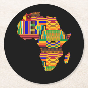 Porta-copo De Papel Redondo Legal África Map Kente Cloth Para Dois Amantes Af