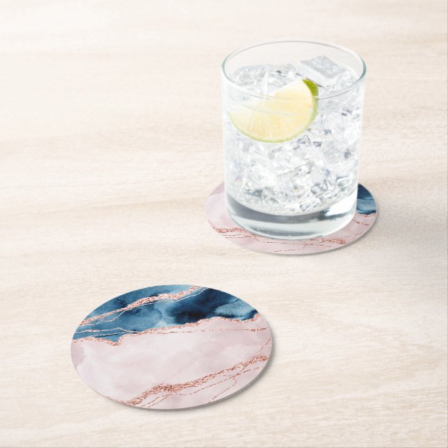 Porta-copo De Papel Redondo Legenda Mística | Azul lacrimogêneo e agato Dourad (Insitu)