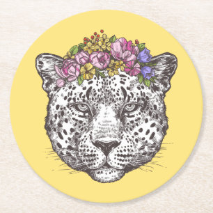 Porta-copo De Papel Redondo Leopard Hippie Chic
