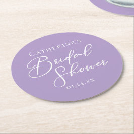 Porta-copo De Papel Redondo Lilac Purple Bridal Shower Personalized
