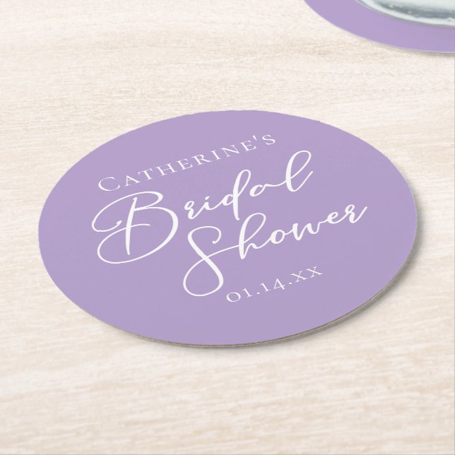 Porta-copo De Papel Redondo Lilac Purple Bridal Shower Personalized (Angulado)