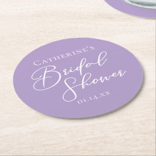Porta-copo De Papel Redondo Lilás Roxo Festa de Noivado Personalizada