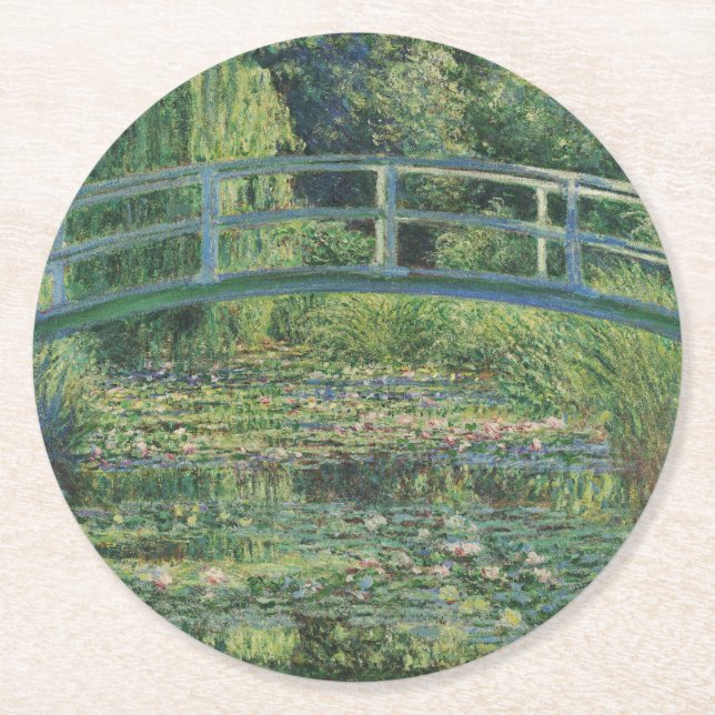 Porta-copo De Papel Redondo Lily Pond, Painting Oil Landscape, Monet (Frente)
