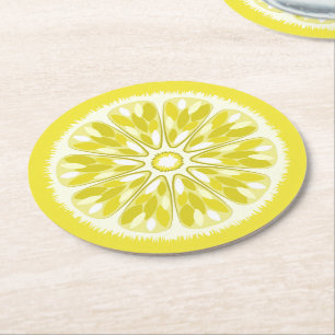 Porta-copo De Papel Redondo Limão Citrus Slices
