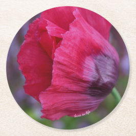 Porta-copo De Papel Redondo Linda Flor de Papoula Rosa e Roxa