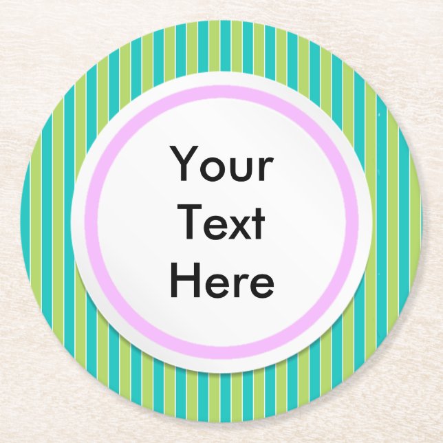 Porta-copo De Papel Redondo Listras verdes (Frente)