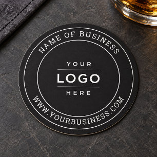 Porta-copo De Papel Redondo Logotipo de Negócios Preto Personalizado Redondo S