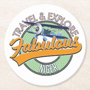 Porta-copo De Papel Redondo logotipo do Níger fabuloso para explorar viagem