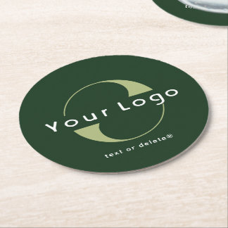 Porta-copo De Papel Redondo Logotipo em Verde Escuro + Texto Branco Empresa R
