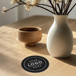 Porta-copo De Papel Redondo Logotipo Empresarial Preto Personalizado Minimalis