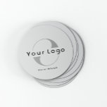 Porta-copo De Papel Redondo Logotipo na Cinza   Empresa de Texto Preto<br><div class="desc">Portas copos de papel para logotipos duráveis e absorventes com um simples design mínimo disponível em várias cores para se adequar à sua identidade de marca. Adicione seu logotipo e texto.</div>