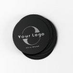 Porta-copo De Papel Redondo Logotipo na empresa Black   White Text<br><div class="desc">Portas copos de papel para logotipos duráveis e absorventes com um simples design mínimo disponível em várias cores para se adequar à sua identidade de marca. Adicione seu logotipo e texto.</div>