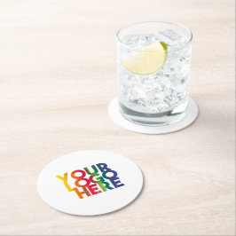 Porta-copo De Papel Redondo Logotipo simples de empresa branco