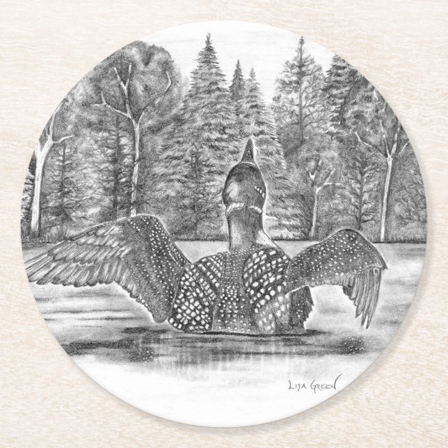 Porta-copo De Papel Redondo Loon Preparando-se para Disparo (Frente)