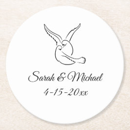 Porta-copo De Papel Redondo Love Birds Coaster