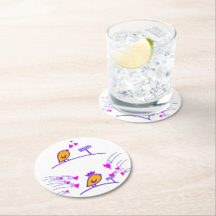 Porta-copo De Papel Redondo LOVE ECHO - Comic Birds Tweetlercools 3