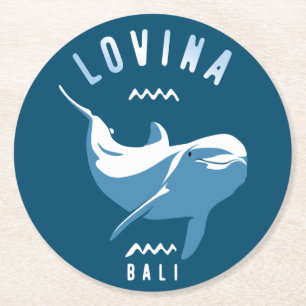 Porta-copo De Papel Redondo Lovina Bali - Nadando com o T-Shirt dos Golfinhos