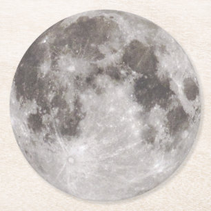 Porta-copo De Papel Redondo Lua cheia no céu