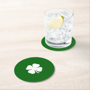 Porta-copo De Papel Redondo Lucky Four Folha Clover Green Irish Personalizado