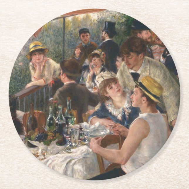 Porta-copo De Papel Redondo Luncheon do Partido Barco - Auguste Renoir (Frente)