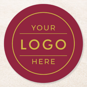 Porta-copo De Papel Redondo Luxo Logotipo Empresarial Personalizado Burgundy D
