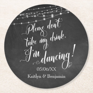 Porta-copo De Papel Redondo Luzes de quadro de aviso Por favor, não tome minha