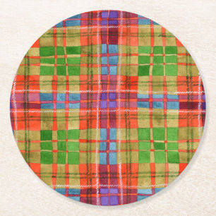 Porta-copo De Papel Redondo MAC RAE TARTAN Apoios de Copos de Papel Redondos