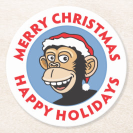 Porta-copo De Papel Redondo Macaco do Feliz Natal
