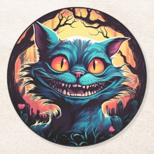 Porta-copo De Papel Redondo Mad Cheshire Cat Alice no País das Maravilhas