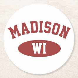 Porta-copo De Papel Redondo Madison Wisconsin Retro Esportivo Conjunto de Port