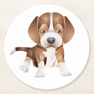 Porta-copo De Papel Redondo Mãe Cachorro Beagle Fofa Amante de Cachorro Pai de