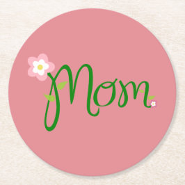 Porta-copo De Papel Redondo Mãe, Porta copos de Papel Redondo Rosa de Morango