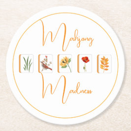 Porta-copo De Papel Redondo Mahjong Flower Tiles Paper Coaster