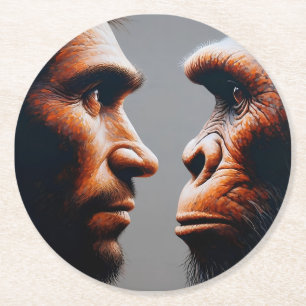 Porta-copo De Papel Redondo  man confronting his evolutionary origin