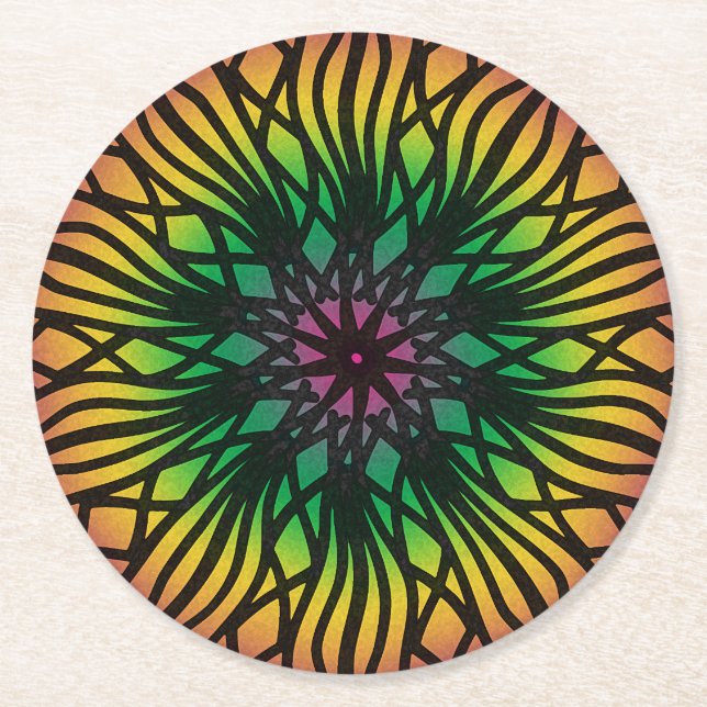 Porta-copo De Papel Redondo Mandala (Frente)