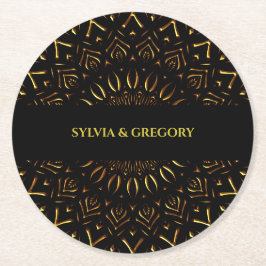 Porta-copo De Papel Redondo Mandala clássico clássico de arte de luxo elegante