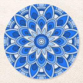 Porta-copo De Papel Redondo Mandala em azul