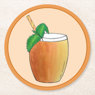 Porta-copo De Papel Redondo Mango Lassi Lassis Comida Indiana Yogurt Drink