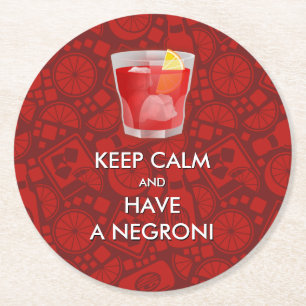 Porta-copo De Papel Redondo Mantenha a Calma - Coquetel Negroni