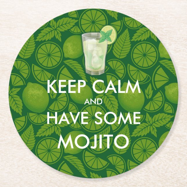 Porta-copo De Papel Redondo Mantenha a Calma - Mojito (Frente)